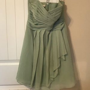 Short Crinkle Chiffon Dress with Front Cascade